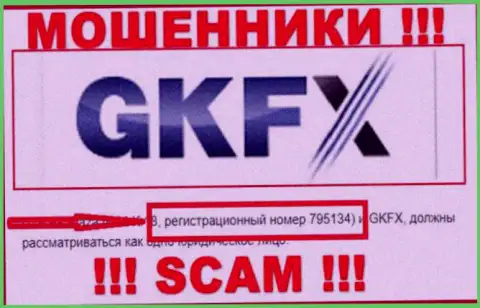 Регистрационный номер очередных кидал всемирной сети internet компании GKFX ECN: 795134