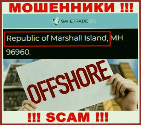 Маршалловы острова - оффшорное место регистрации кидал SafeTrade365, расположенное у них на онлайн-ресурсе