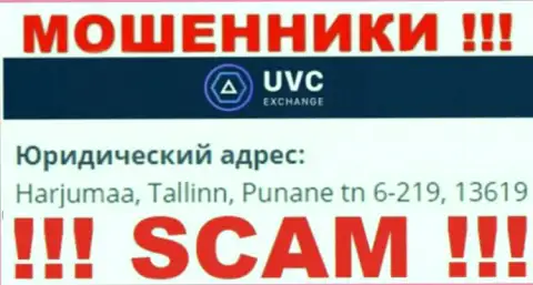 UVC Exchange - это мошенническая компания, которая зарегистрирована в оффшоре по адресу - Harjumaa, Tallinn, Punane tn 6-219, 13619