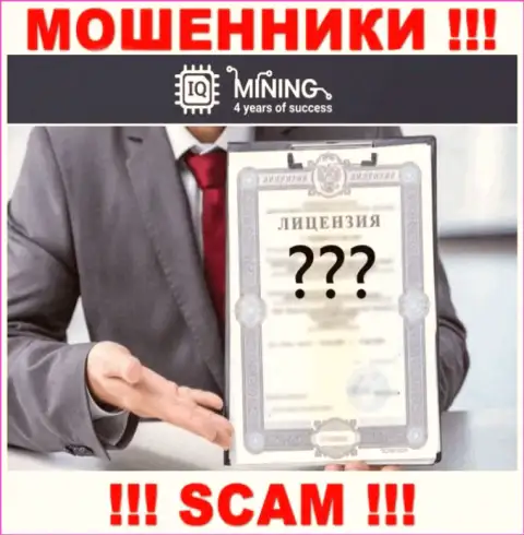 Отсутствие лицензии на осуществление деятельности у компании IQ Mining, только лишь подтверждает, что это интернет мошенники