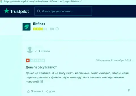 Наивного клиента облапошили на финансовые средства в преступно действующей конторе Bitfinex - комментарий