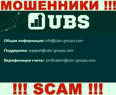 В контактных данных, на web-ресурсе обманщиков UBS Groups, предоставлена вот эта электронная почта