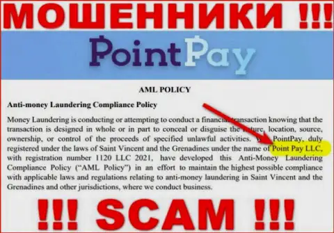 Организацией Point Pay владеет Point Pay LLC - инфа с официального веб-портала мошенников