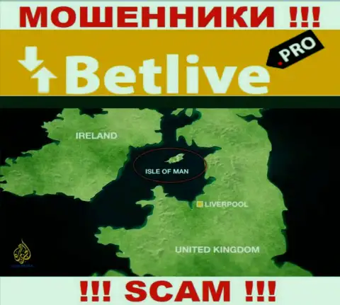 BetLive зарегистрированы в оффшоре, на территории - Isle of Man
