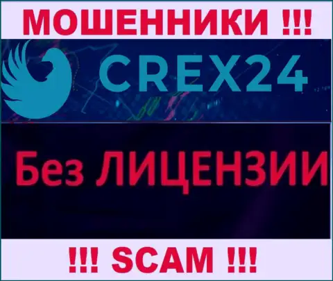 У шулеров Crex 24 на веб-сайте не предложен номер лицензии на осуществление деятельности компании !!! Будьте очень бдительны