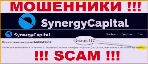 Юридическое лицо, которое управляет шулерами Synergy Capital - это Nexus LLC