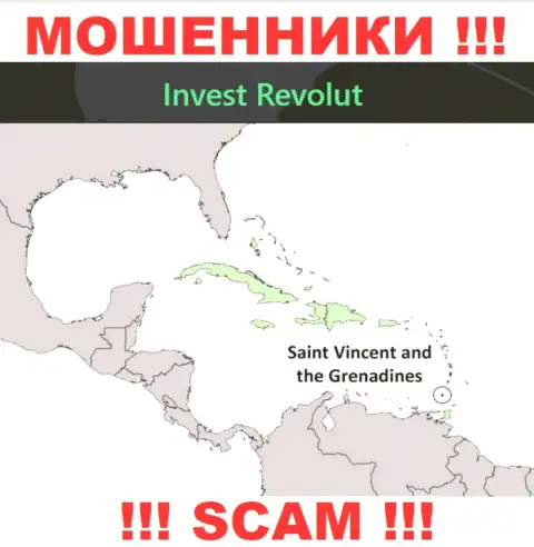 Инвест Револют базируются на территории - Kingstown, St Vincent and the Grenadines, избегайте взаимодействия с ними