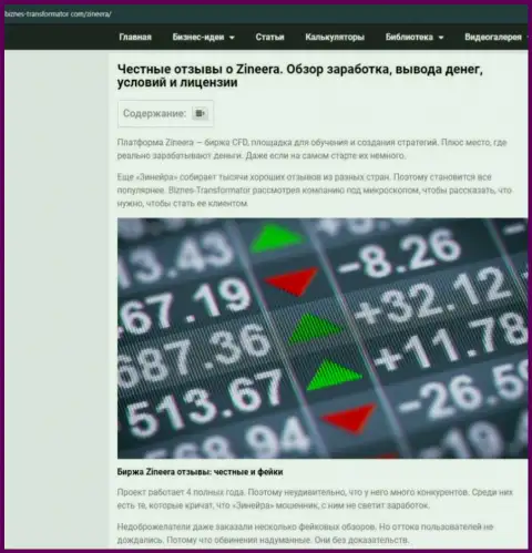 Анализ деятельности биржевой компании Зинейра, представленный на сайте Бизнес Трансофрматор Ком