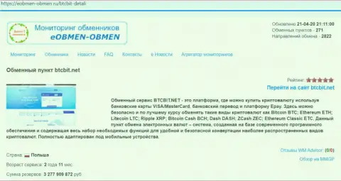 Сведения об компании БТЦБИТ на web-ресурсе eobmen-obmen ru